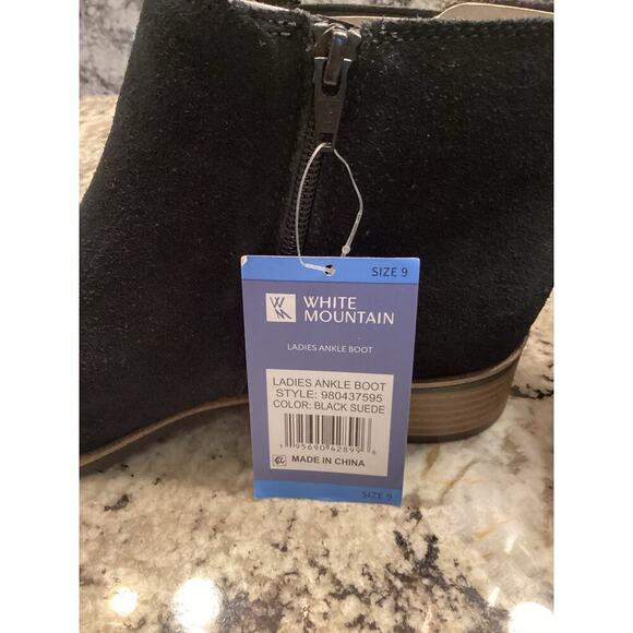 White Mountain Womens Ankle Boots Suede Black Side Zip Booties Size 9 NWT - Picture 5 of 8